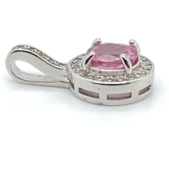 Tajik Pink Spinel 1.02ct White Gold Finish Solid 925 Sterling Silver Pendant - Picture 6 of 7